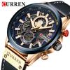 CURREN Man WristWatch Chronograph Sport Men Watch Military Top Brand Luxury Gold Blue Genuine Leather Calendar Male Clock 8380