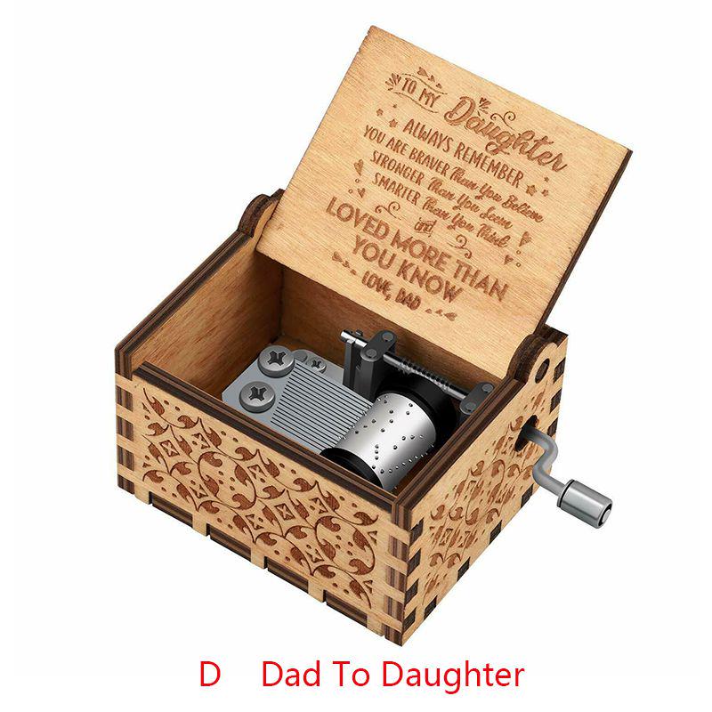 Vintage Wooden Music Box Gift For Kids Charming You Are My Sunshine Engraved Toy
