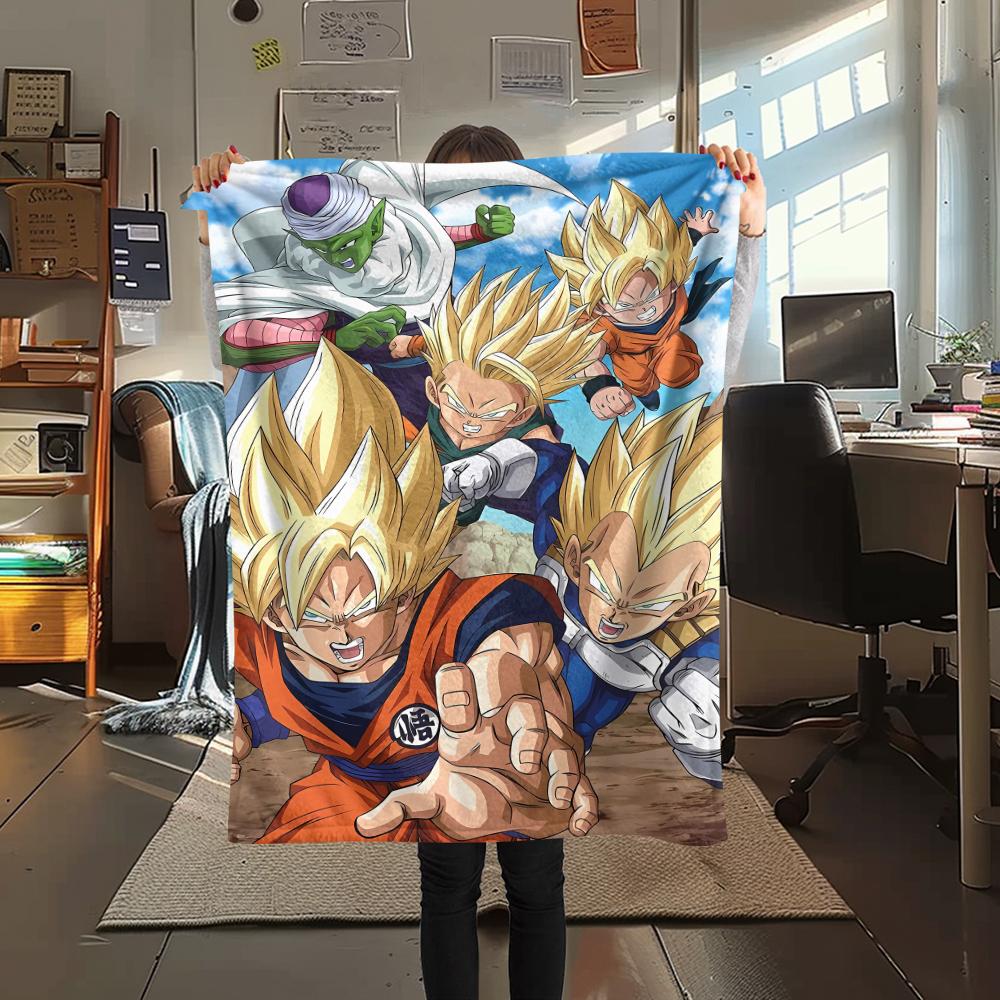 Фланелевое одеяло с принтом персонажей Dragon Ball, Высококачественное, Удобное для всех сезонов, Декор для дома, Тепло и уют, Идеально для рождественских подарков