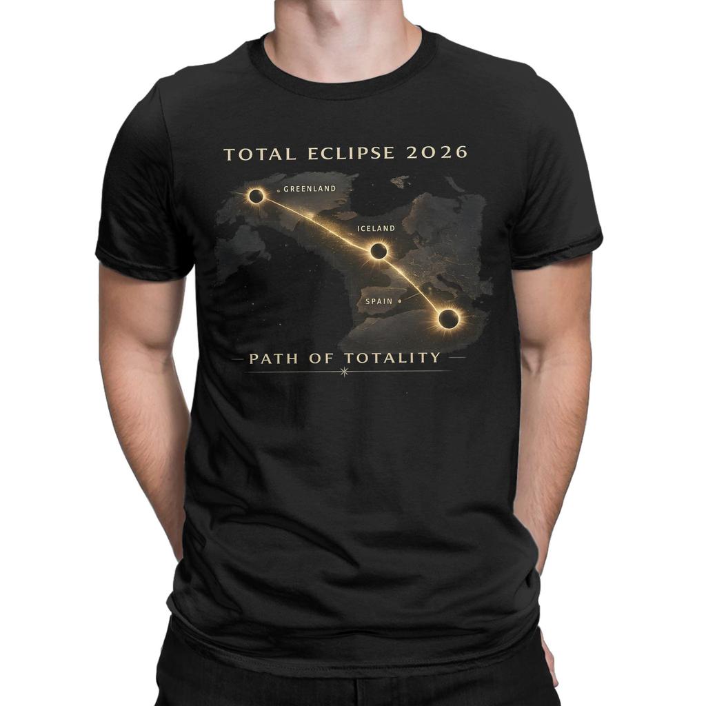 Total Eclipse 2026 August 12 Solar Eclipse Adventure in Spain and Iceland T Shirt Cotton Clothing Crewneck Short Sleeve