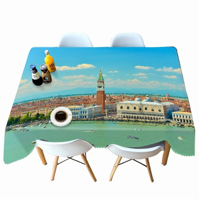 Thicken Cotton Tablecloth Seascape Landscape Pattern Rectangular Round Table Cloth For Wedding Picnic Party