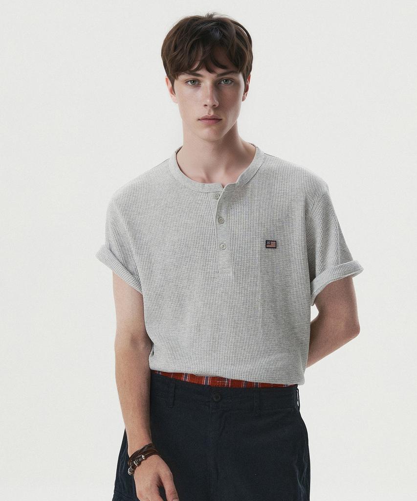 Футболка-henley с коротким рукавом Waffle от WHO.A.U / Whrag3791U