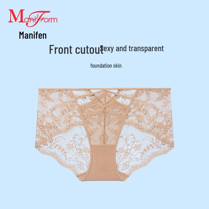 Maniform Women's Sexy Lace Antibacterial Seamless Mid-Low Waist Briefs