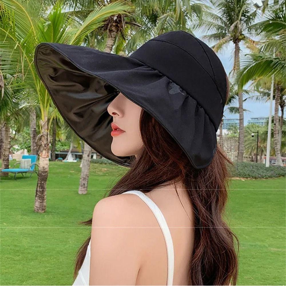 Защита от ультрафиолета, летняя солнцезащитная кепка, складная солнцезащитная шляпа-ведро, легкая, с большим козырьком, женская солнцезащитная шляпа