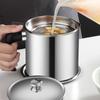 1.3L 304 Stainless Steel Kitchen Oil Filter Pot Large Capacity Leak-proof Oil Pot with Filter Screen Oil Storage Tank Filter Cup