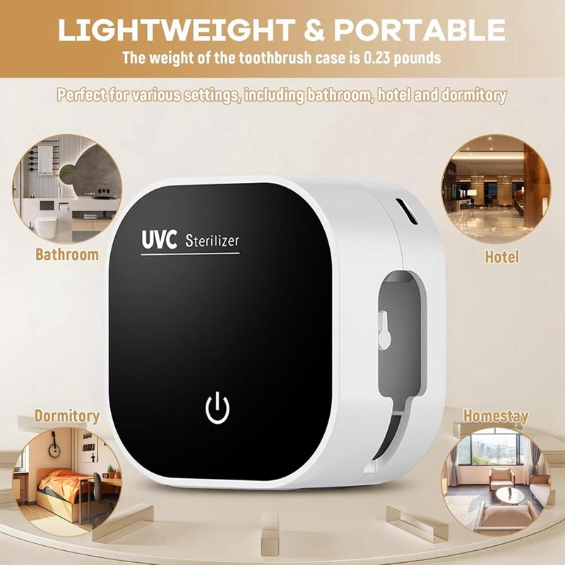 AT05-Настенный держатель зубной щетки с 2 слотами для щеток Подставка для электрической зубной щетки с функцией очистки и сушки