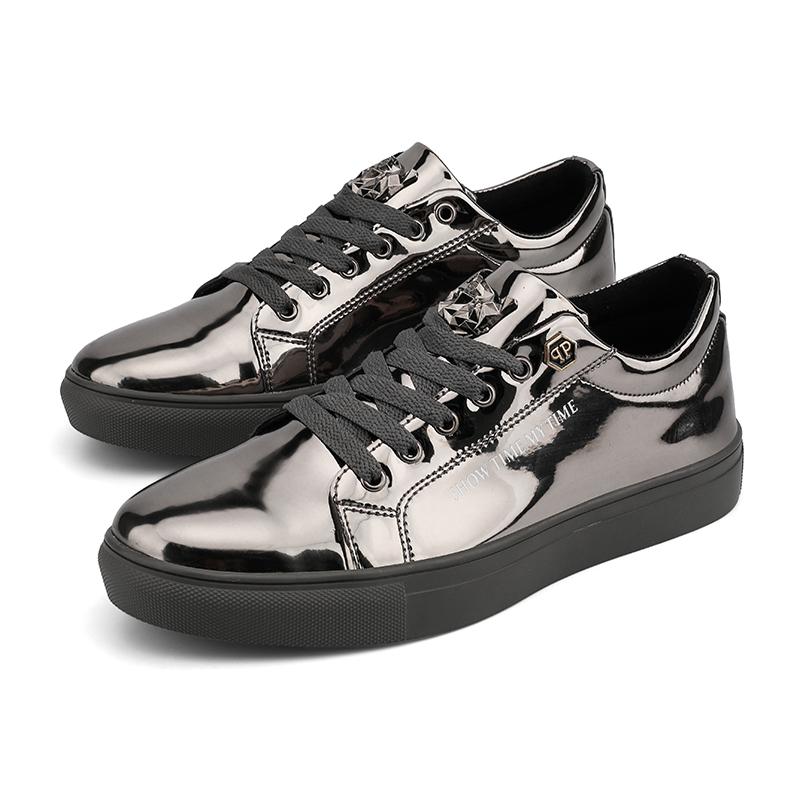 Весенние классические блестящие мужские туфли в британском стиле, повседневная уличная мода, синие высокие кроссовки в стиле хип-хоп, мужские повседневные блестящие туфли