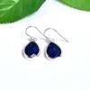 Sapphire 925 Sterling Silver Dangle Earrings, Gemstone Handmade Women Earrings Jewelry