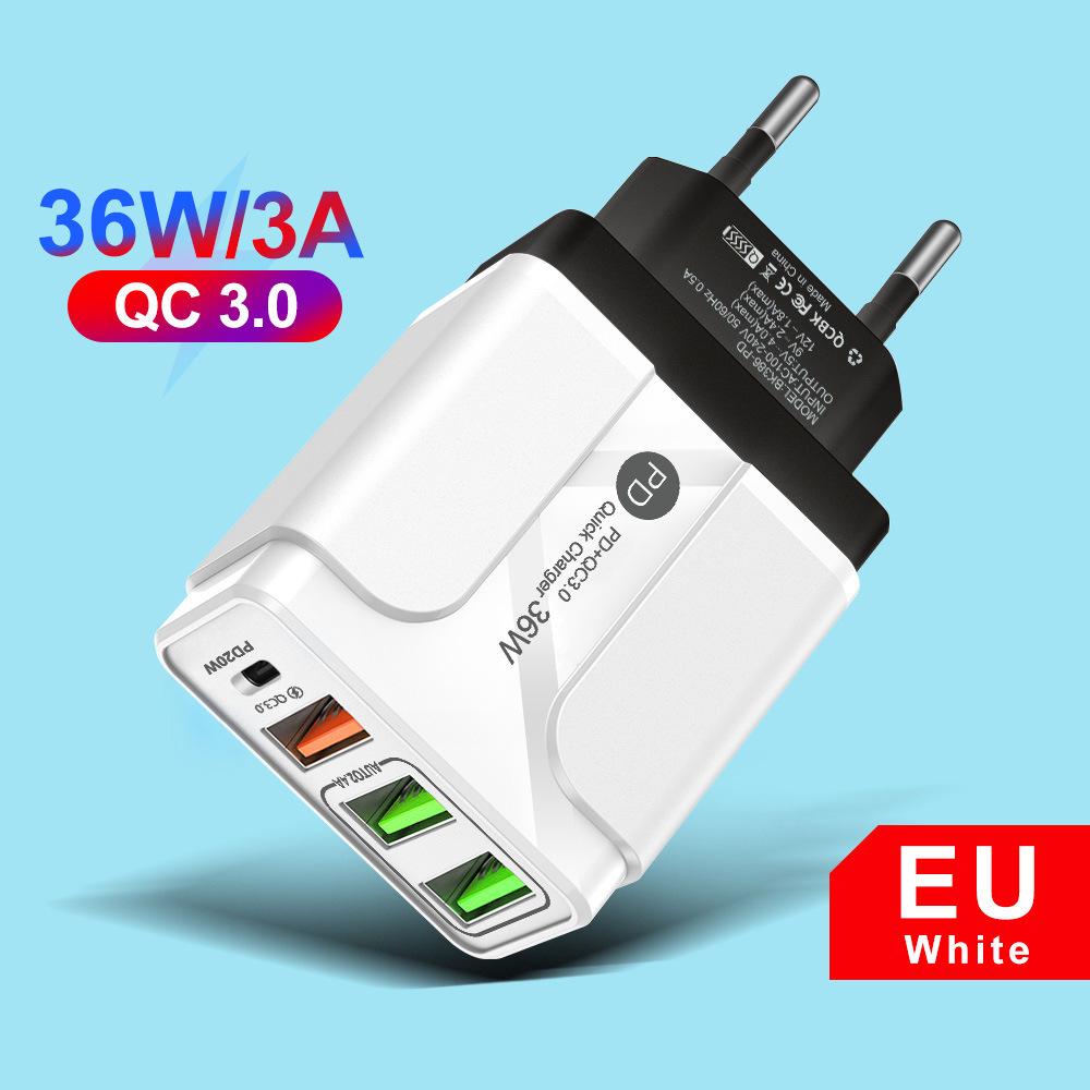 Быстрое зарядное устройство GaN с несколькими портами PD33W QC3.0, европейский стандарт 9В/12В