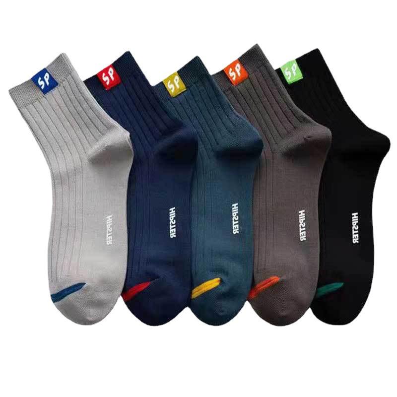 Men's and Women's Solid Color Mid-Tube Socks - Autumn/Winter Sweat-Absorbent Sports Style