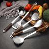 Кухонная деревянная ручка Лопатка для вока Кухонная утварь Нержавеющая сталь Лопатка для жарки Дуршлаг Ложка для супа и риса Кухонные принадлежности Инструменты