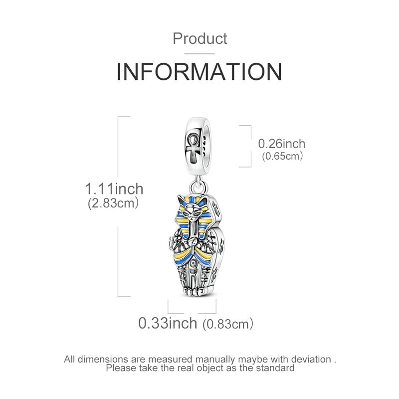 Original 925 Sterling Silver Bead Charm Openable Egypt Cat Mummy Pendant Fit Original Bracelet For Women DIY Jewelry Gift