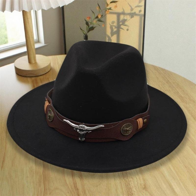 Autumn and winter trendy Internet celebrity western cowboy hat men and women versatile big head circumference wide brim grassland Mongolian knight hat