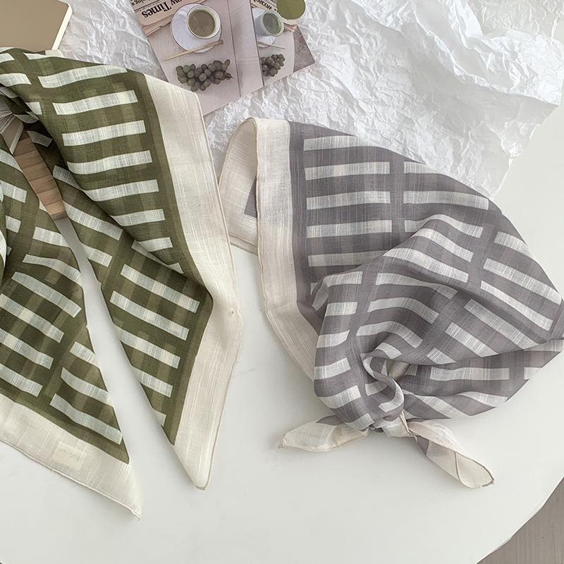 Silk Scarf Neck Small Square Scarf Spring and Summer New Floral Polka Dot Small Scarf Literary Headscarf Headband Bag Strap