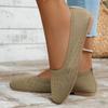 Fashion Autumn New Flat Shoes Women's Fashion Square Head Shallow Mouth Knitted Breathable Soft Sole Non-slip Low Top Shoes