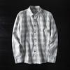 Export Tail Single Men's Gingham Shirt Long Sleeves Korean Style Fashion Brand Japanese Style Original Single Cut Label Pure Cotton Brushed Shirt