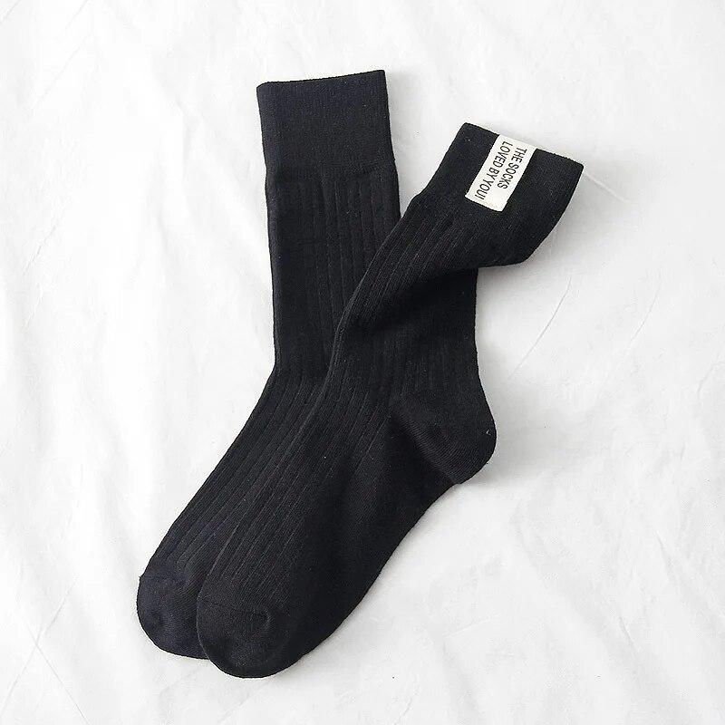 Новые винтажные уличные длинные носки в стиле Харадзюку, модные хлопковые вязаные женские однотонные носки, носки в японском стиле для девочек, осень-зима