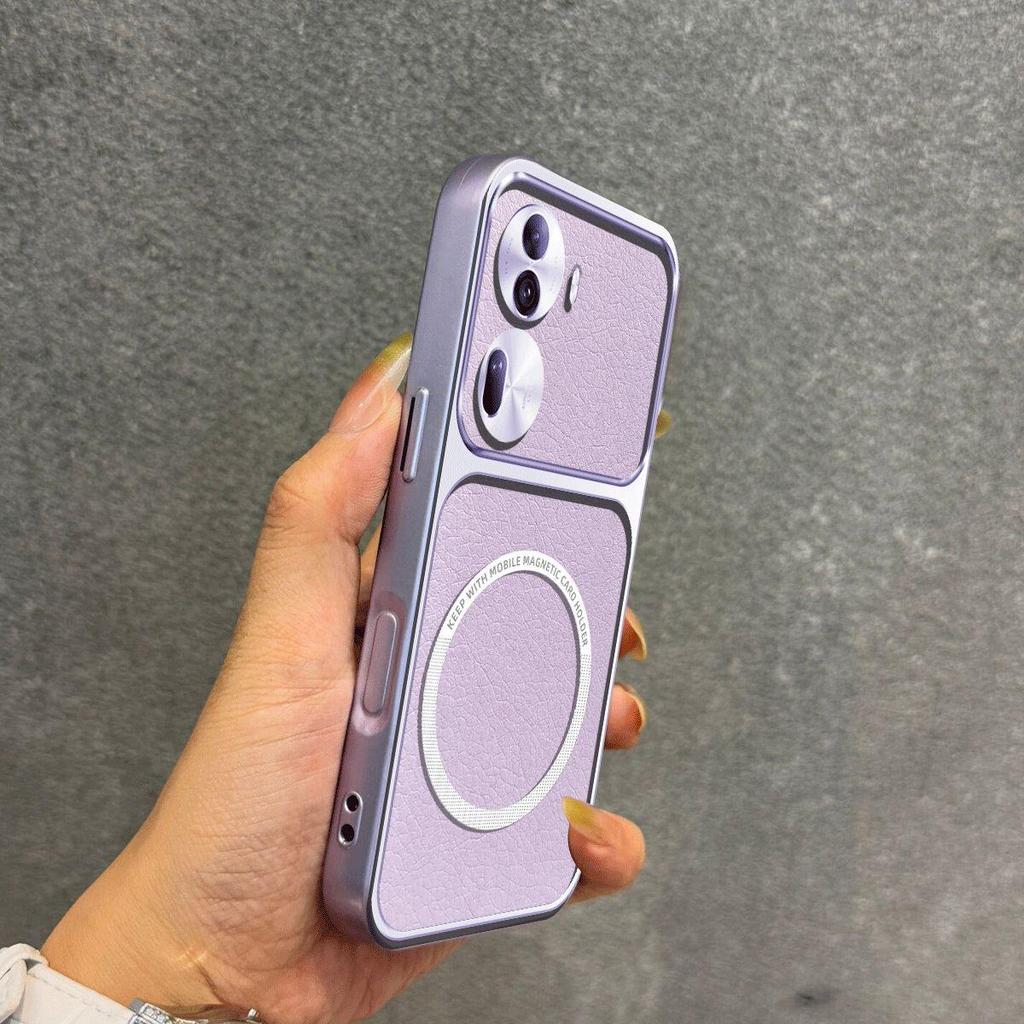 Улучшенный защитный чехол с большим объективом для OPPO Reno11 5G, роскошный кожаный чехол с магнитным кольцом