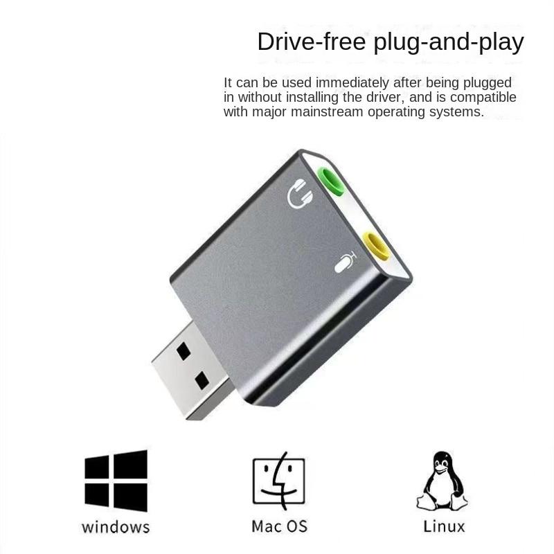 USB-конвертер для наушников без драйверов, компьютерный аудиокабель USB — 3,5 мм, адаптер для микрофона Apple, внешняя звуковая карта