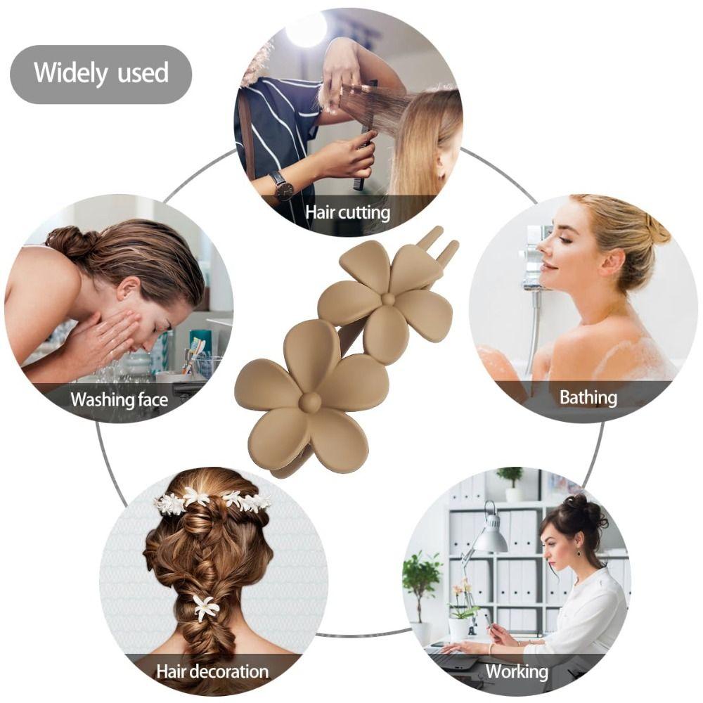 7 PCS Matte Flower Barrettes Lay Down Flat Hair Accessories Flat Hair Claw Clips Beach Party