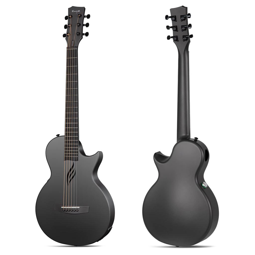 Enya Nova Go SP1 Acoustic/Electric Guitar, Carbon Fiber Mini Guitar with AcousticPlus Pickup, Includes Guitar Case and Strap (Black)