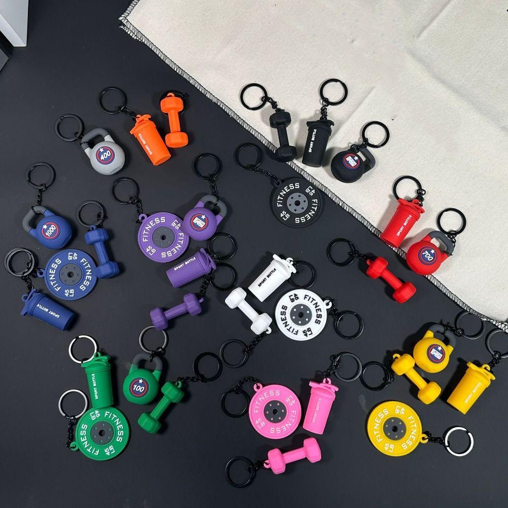 Barbell Sheet Dumbbell Keychain PVC Bag Pendant Unique Gym Feedback Gift Girl