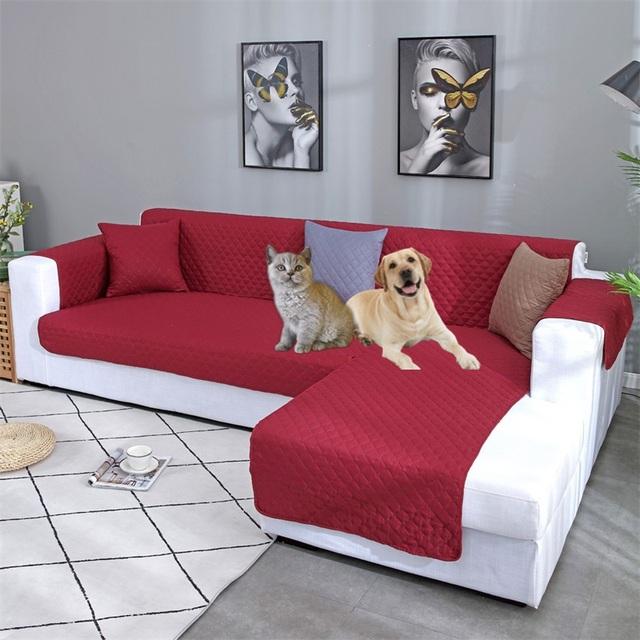 Waterproof L Shape Pet Sofa Covers For Living Room Corner Couch Cover Non Slip Pet Kids Dog Quilted One -Piece Sofa Mat Slipcover