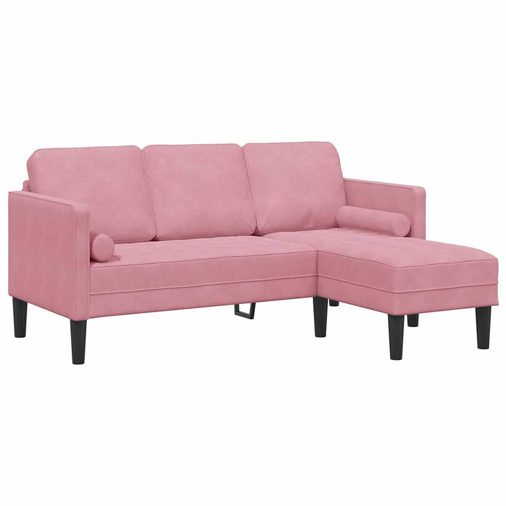 Sofa Set with Cushions Pink Polyester