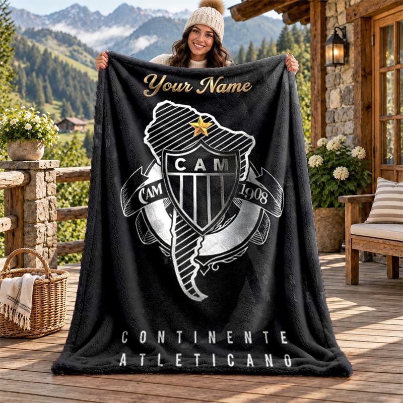 Clube Atletico Mineiro Custom Name Flannel Blanket Personalized Soft Warm Plush Throw Blanket Customized Gift for Family Friends