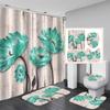 4 PCS Full Set Bathroom Set Shower Curtain Bath Non-Slip Floor Mat Carpet Home Bathroom