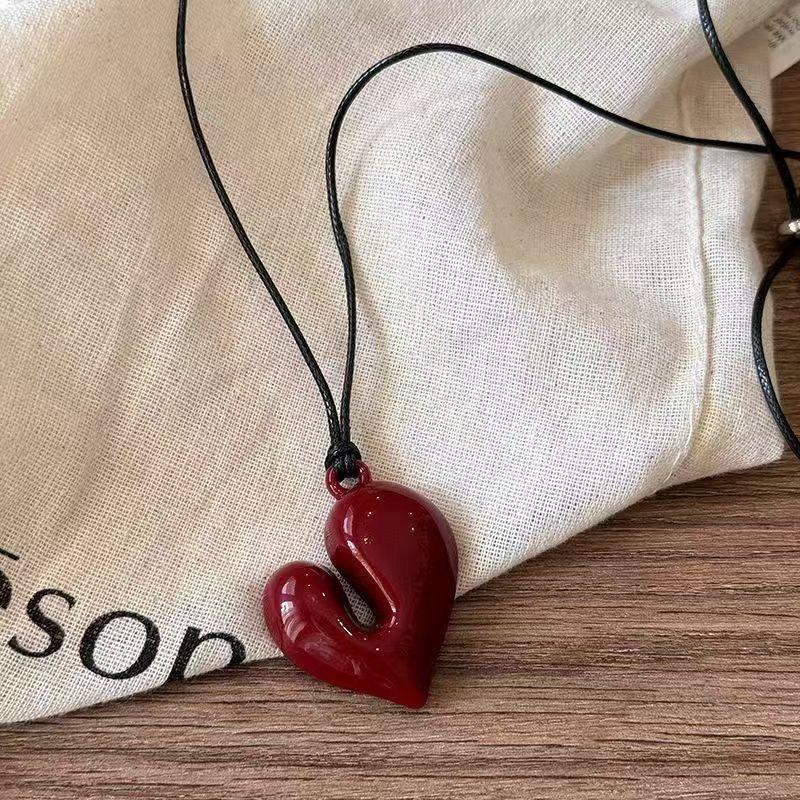 1 шт. Корейский стиль Инс Длинная цепочка-шнурок с блоком накачки любви Простой и универсальный высококлассный кулон в форме сердца Женский