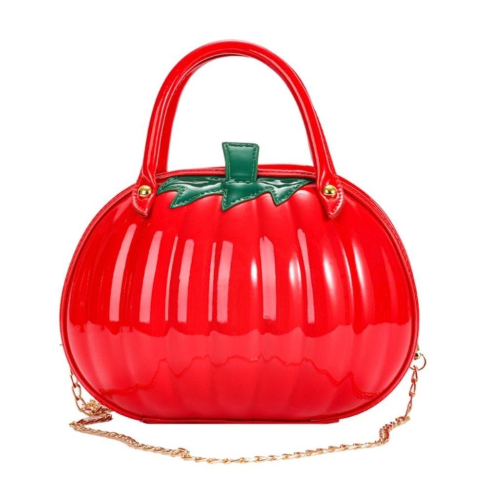 Zipper Pumpkin Shoulder Bag PU Leather Crossbody Tote Bag Adjustable Candy Treat Bag  Gift