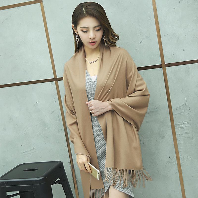Korean-Style Thickened Imitation Cashmere Scarf: Unisex Long Shawl for Autumn/Winter