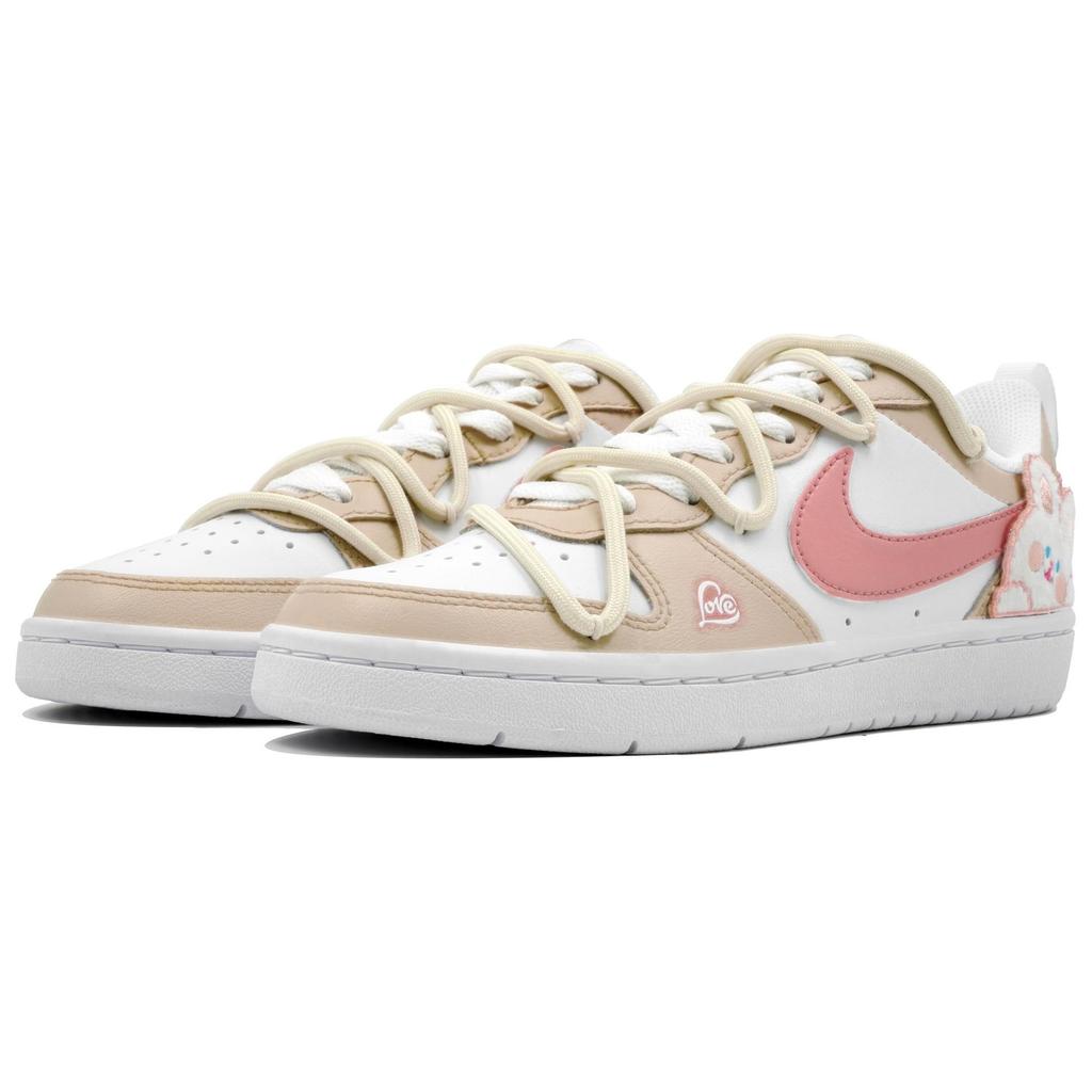 Nike Кроссовки Court Borough Wan Hua Nong, Милый Заяц, Низкие Скейтбордические Кроссовки Женские Бело-Желто-Розовые BQ5448-100(Команда113-)