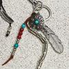 KND Navajo Feather & Beads Keyring Brown
