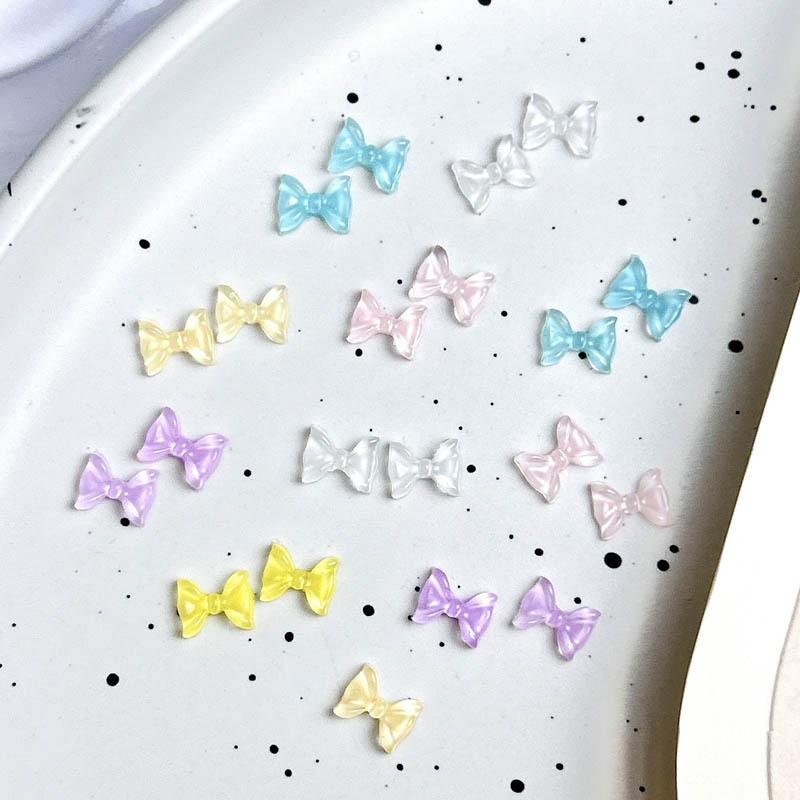 Nail Art Ice Transparent Bow Summer Internet Celebrity Water Ripple Jelly Color Bow Tie Resin Nail DIY Decorations