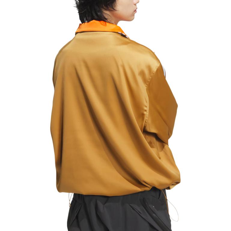 Adidas Оригинальная куртка унисекс в стиле SS24 в китайском стиле с полосками на пуговицах и воротником-стойкой, повседневная, с длинным рукавом, светло-коричневая, JD3379