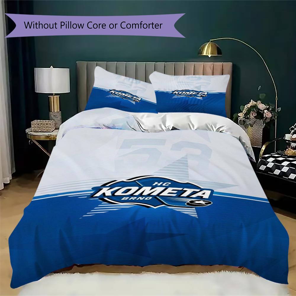 HC Kometa Brno Pattern Bedding uilt Set uilt Cover Pillowcase Home Decoration Birthday Gift (1 * duvet cover + 2 * pillowcase without core)
