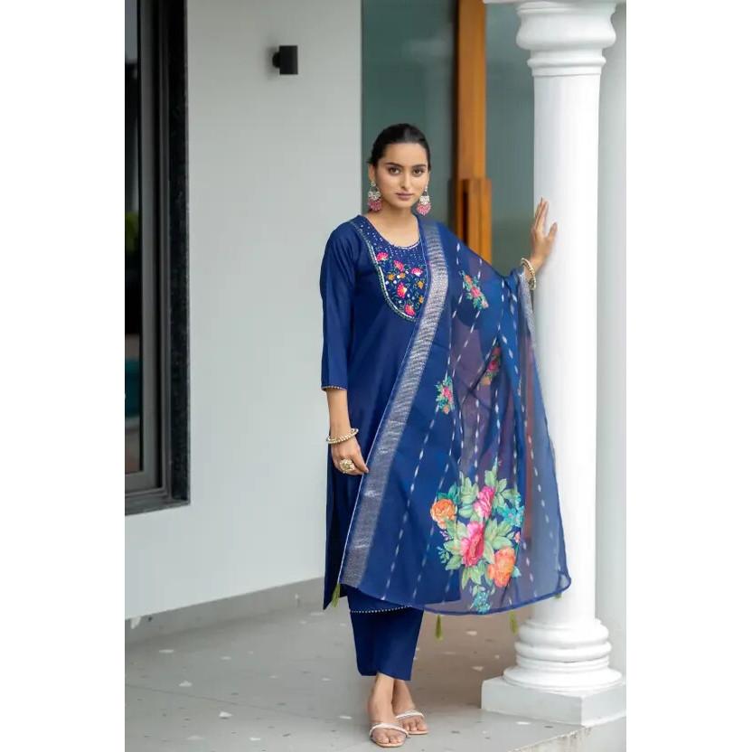 Женский комплект курти из индийского пакистанского хлопка, вискоза, брюки, дупатта, сальвар-камиз, платье SC-2248