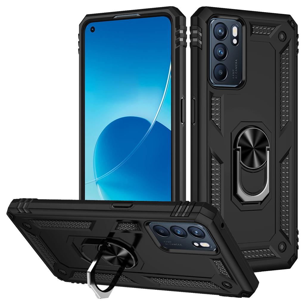 Противоударный магнитный чехол для телефона для Oppo Reno 4 4F 5 2Z 5F 5Z 6 Lite F17 F19 Pro Plus A15 S A9 2020 A95 5G задняя крышка с кольцом-держателем