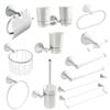 White Bathroom Hardware Accessories Brass Double Bath Towel Bar Toilet Brush Shelf Set WC Paper Roll Holder Shower Soap Dish