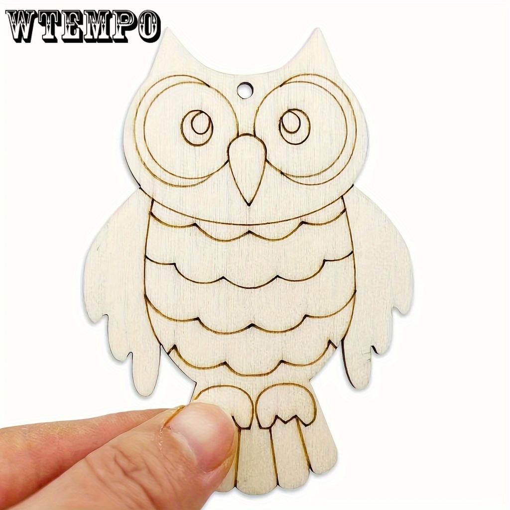 30 шт. деревянных фигурок сов для поделок своими руками - пустые фигурные украшения с подвесной веревкой, идеально подходят для свадебных, праздничных и рождественских украшений