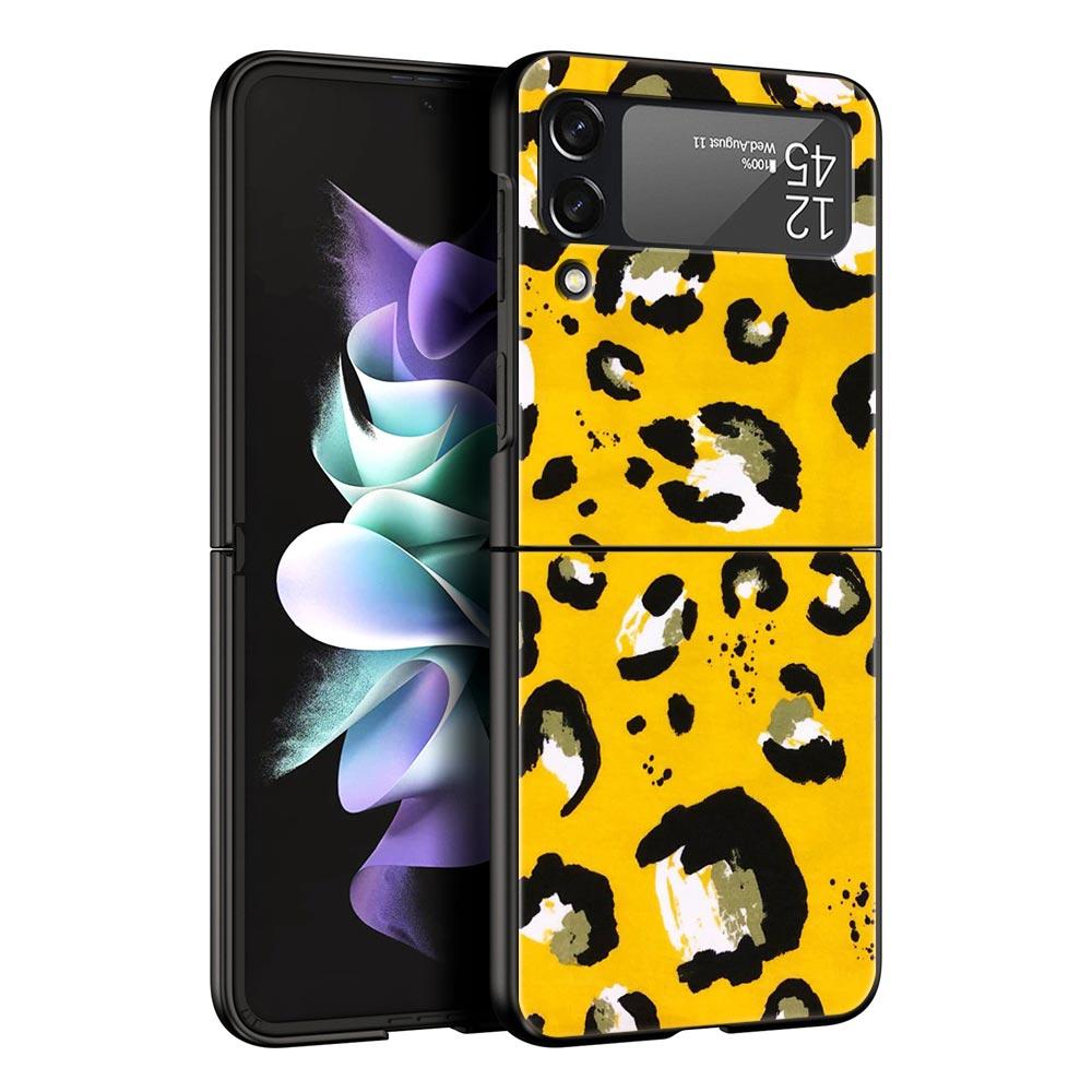 Чехол для телефона с леопардовым принтом для Samsung Galaxy Z Flip 6 5 4 3 Корпус для Samsung Z Flip3 Flip4 Flip5 Flip6 Жесткая крышка из поликарбоната