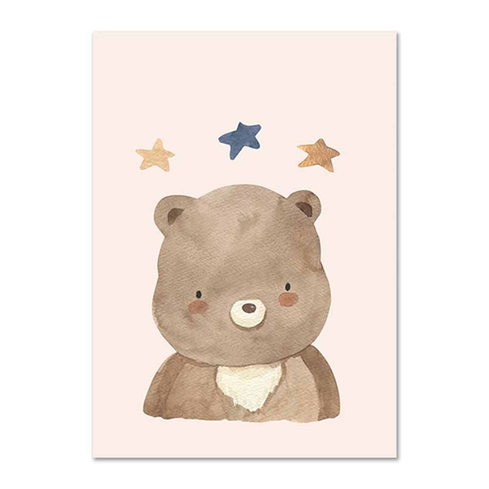 Boho Nursery Poster Lion Bear Wall Art Canvas Painting Sun Rainbow Alphabet Canvas Paintings Wall Pictures for Kids Room Decor