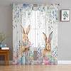Easter Eggs Bunny Spring Flower Tulle Curtains For Living Room Sheer Curtain For Bedroom Kitchen Blinds Voile Curtains