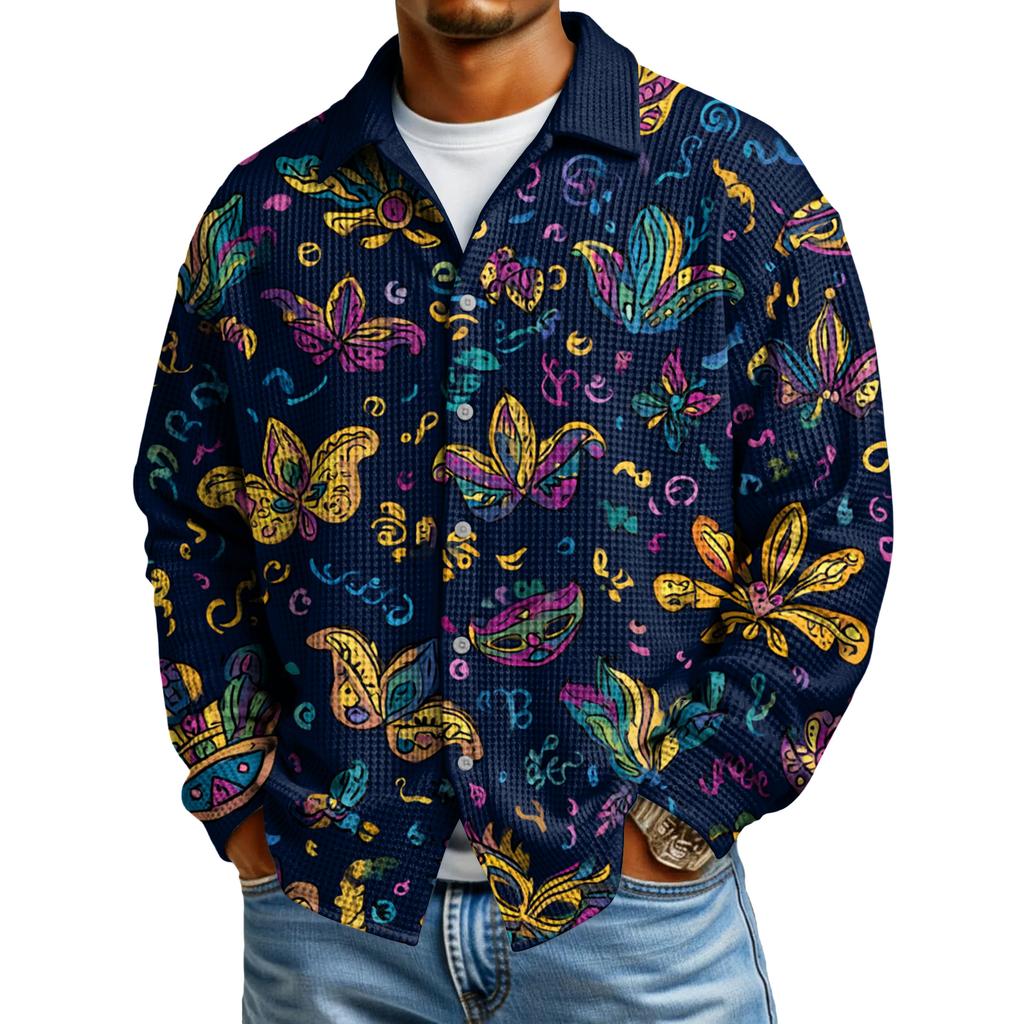 Мужская повседневная рубашка с длинным рукавом на пуговицах