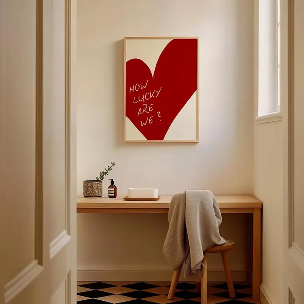 Are We Poster Canvas Painting Modern Print Wall Art Bedroom Home Decor Valentine Gift Piece Frameless Red Love Heart How Lucky