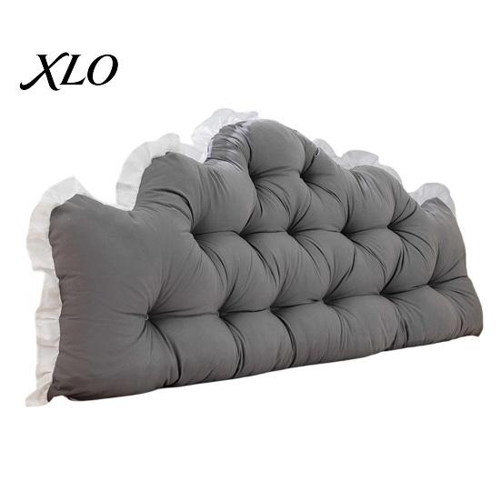 Cushion for Dorm Room Headboard with Ruffle Trim, Pillow, Crown Shape, Bed Soft Support Reading Wedge Pillow College Bedroom Decor, Back Plush Fleece