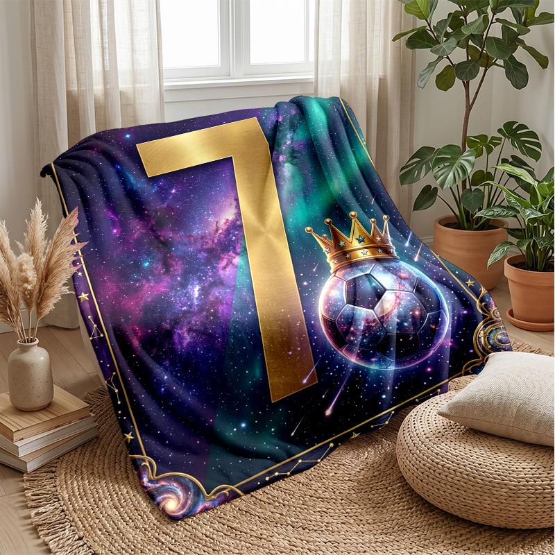 Galactic Soccer Balls 1 Theme blanket Lightweight Warm Flannel Blanket Decorative Throw Blanket for Home Decoration