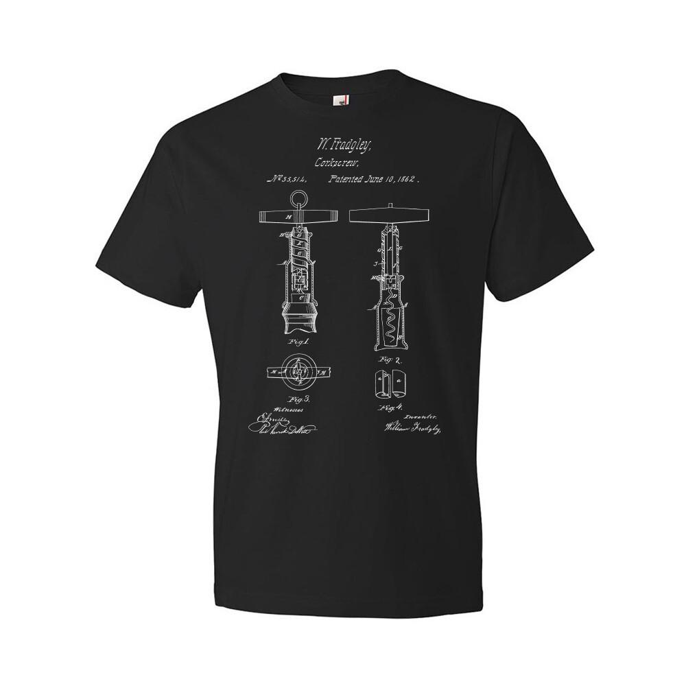 Corkscrew Patent Shirt Sommelier Gift Wine Apparel Bartender Gift Vineyard Shirt